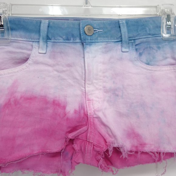 Upcycled AEO Womens Tie Dye Raw Hem Shorts - 12 - Picture 5 of 11